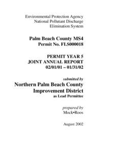 Environmental Protection Agency National Pollutant Discharge Elimination System Palm Beach County MS4 Permit No. FLS000018
