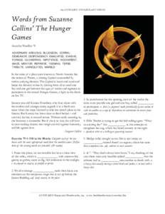 the AVOCABO VOCABULARY SERIES  Words from Suzanne Collins’ The Hunger Games Avocabo Wordlist 79