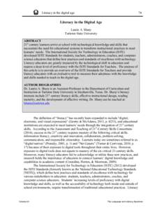 Literacy / Technology / Reading / Information literacy / National Educational Technology Standards / Media literacy / New literacies / 21st Century Skills / Technology integration / Education / Educational technology / Knowledge