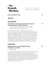 The  French Review  Volume 91, No. 2, December 2017