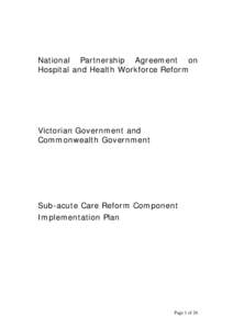 Hospital and Health workforce Reform - Subacute Care - VIC