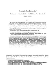 Resettable Zero-Knowledge  Ran Canettiy Oded Goldreichz