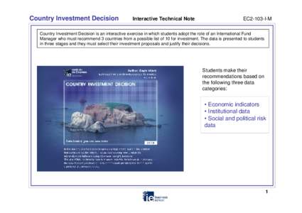 Country Investment Decision  Interactive Technical Note EC2-103-I-M