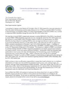 UNITED STATES D EPARTMENT OF E DUCATION OFACE OF ELEMENTARY AND SECONDARY EDUCATION The Honorable Jesus Aguirre State Superintendent of Education 810 1st Street NE, 9th Floor