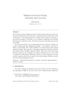 Delimited Control in OCaml, Abstractly and Concretely Oleg Kiselyov Monterey, CA, U.S.A.  Abstract