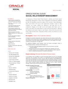 Oracle SRM - Oracle Social Engagement & Monitoring (SE&M) Data Sheet