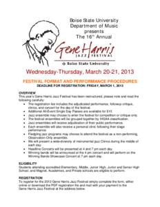 Boise State University Department of Music presents The 16th Annual  Wednesday-Thursday, March 20-21, 2013