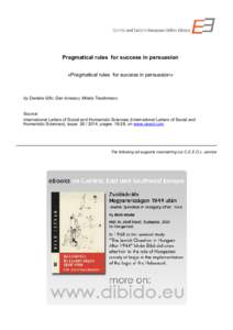       Pragmatical rules  for success in persuasion