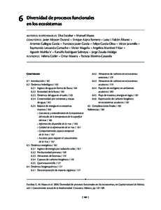 6  Diversidad de procesos funcionales en los ecosistemas autores responsables:  Elva Escobar  •  Manuel Maass coautores:  Javier Alcocer Durand  •  Enrique Azpra Romero  •  Luisa I. Falcón Álvarez