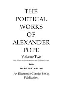 Alexander Pope / Epic poets / The Dunciad / English poetry / Geoffrey Chaucer / John Keats / An Essay on Man / British poetry / Library Edition of the British Poets / Literature / Poetry / British literature