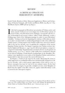 Histos  () lxxxiv–lxxxvi  REVIEW A CRITICAL UPDATE ON HERODOTUS’ AITHIOPIA László Török, Herodotus in Nubia. Mnemosyne Supplements. History and Archaeology of Classical Antiquity, . Lei