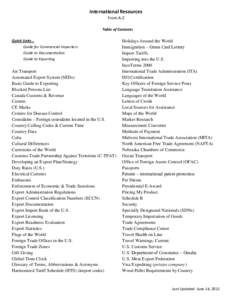 International Resources From A-Z Table of Contents Quick Links… Guide for Commercial Importers Guide to Documentation