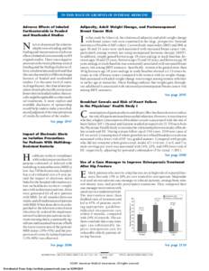 IN THIS ISSUE OF ARCHIVES OF INTERNAL MEDICINE  Adiposity, Adult Weight Change, and Postmenopausal Breast Cancer Risk  N