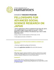 DIVISION OF RESEARCH PROGRAMS  FELLOWSHIPS FOR ADVANCED SOCIAL SCIENCE RESEARCH ON JAPAN