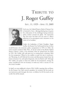 Tribute  to J. Roger Guffey Sept. 11, 1929 – April 15, 2009