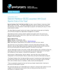 Microsoft Word - Good Sports Awards_WA State Winner_Media Release Dec 2013