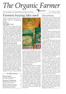 The Organic Farmer The newspaper for sustainable agriculture in Kenya Farmers buying fake seed Traders in maize growing areas are selling condemned seed instead of