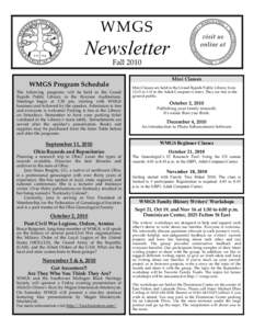 Fall 2010 Newsletter WMGS