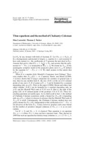 Invent. math. 148, 47–[removed]Digital Object Identifier (DOI[removed]s002220100186 Thue equations and the method of Chabauty-Coleman Dino Lorenzini, Thomas J. Tucker Department of Mathematics, University of Georgia,
