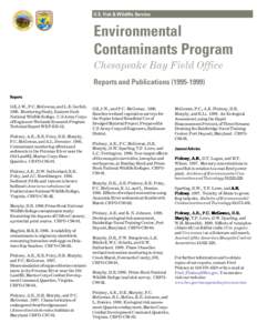 U.S. Fish & Wildlife Service  Environmental Contaminants Program Chesapeake Bay Field Office Reports and Publications[removed])