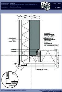 Draagstructuur	 :	gietbouw Gevelopbouw	 :	houten binnenspouwblad en hout of plaatmateriaal als gevelbekleding Variant-detail	 :	stalen gevelbekleding  SBR-Referentiedetails Woningbouw, © SBR, juli 2008