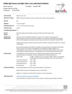 Rabbit IgG-heavy and light chain cross-adsorbed Antibody Goat Polyclonal Conjugate  DyLight® 800