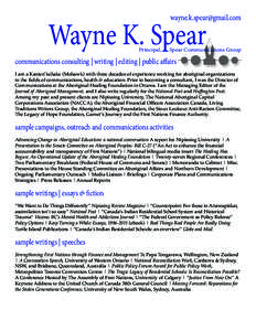 [removed]  Wayne K. Spear Principal,  Spear Communications Group