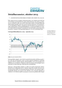 Detailbarometer, oktober 2013  AF KONSULENT MALTHE MIKKEL MUNKØE CAND. SCIENT. POL., MA, MA  Efter mange års krise og nedgang i detailomsætningen, hvor danskerne har holdt igen