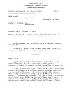 State of New York Supreme Court, Appellate Division Third Judicial Department Decided and Entered: November 20, 2014 ________________________________