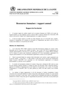 ORGANISATION MONDIALE DE LA SANTE CINQUANTE-TROISIEME ASSEMBLEE MONDIALE DE LA SANTE Point 14.2 de l’ordre du jour provisoire A53/23 3 mars 2000