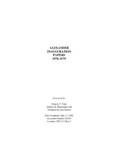 Lamar Alexander Inauguration Papers, [removed]