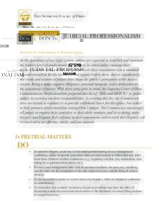 JUDICIAL PROFESSIONALISM Issued by the Commission on Professionalism: As the guardians of our legal system, judges are expected to establish and maintain the highest level of professionalism. The way in which judges mana