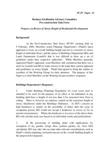 PCTF Paper 32 Business Facilitation Advisory Committee Pre-construction Task Force Progress on Review of Storey Height of Residential Developments  Background