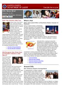 The DOL Newsletter - September 15, 2011: Mapping Improper UI Payments, 9/11 Remembered, More on Jobs
