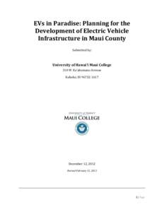 EVs in Paradise: Planning for the Development of Electric Vehicle Infrastructure in Maui County