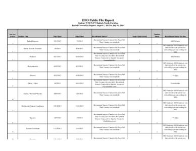 EEO Public File Report Station: WNCN-TV Raleigh, North Carolina Period Covered by Report: August 1, 2013 to July 31, 2014 Full-Time Position