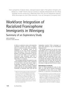 From a perspective of rational choice, what good reasons might a Francophone immigrant who belongs to a “visible” minority have for wanting to integrate professionally into the official language minority community in