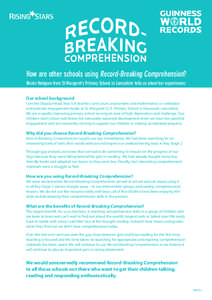 How are other schools using Record-Breaking Comprehension? Nicole Hodgson from St Margaret’s Primary School in Lancashire tells us about her experiences: Our school background I am the Deputy Head, Year 5/6 teacher, cu