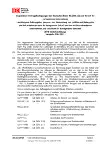 Ergänzende Vertragsbedingungen der Deutschen Bahn AG (DB AG) und der mit ihr verbundenen Unternehmen - nachfolgend Auftraggeber genannt - zur Vermeidung von Unfällen auf Bahngebiet und bei Arbeiten an oder für Anlagen