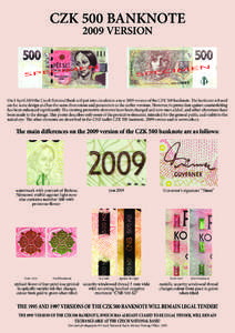 CZK 500 BANKNOTE 2009 VERSION EN  IM