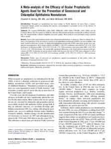 A Meta-analysis of the Efficacy of Ocular Prophylactic Agents Used for the Prevention of Gonococcal and Chlamydial Ophthalmia Neonatorum