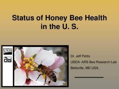 Status of Honey Bee Health in the U. S. Dr. Jeff Pettis USDA- ARS Bee Research Lab Beltsville, MD USA,
