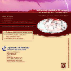 ASTRA Proceedings  Advances in Statistical Climatology, Meteorology and Oceanography Executive editors