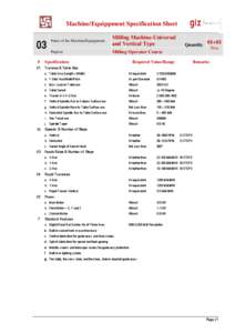 Machine/Equippment Specification Sheet  03