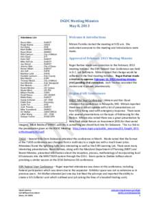 DGDC Meeting Minutes May 8, 2013 Attendance List: Bruce Allen ..................... DelDOT Roger Barlow ................. USGS Don Berry ...................... DOE