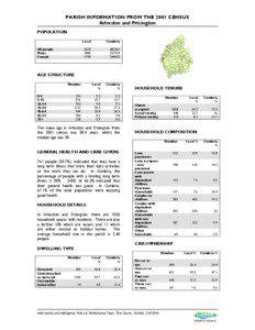 PARISH INFORMATION FROM THE 2001 CENSUS Arlecdon and Frizington POPULATION