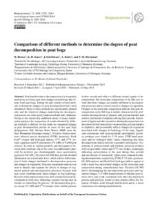 Biogeosciences, 11, 2691–2707, 2014 www.biogeosciences.netdoi:bg © Author(sCC Attribution 3.0 License.  Comparison of different methods to determine the degree of peat