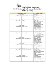 Early Childhood Block Grant FY 07 Continuing 3 to 5 Program Contact List Sorted by County County/Program Name County Adams Program Name Central Community Unit Sschool