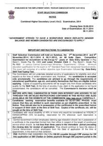 1 (PUBLISHED IN THE EMPLOYMENT NEWS / ROZGAR SAMACHAR DATED[removed]STAFF SELECTION COMMISSION NOTICE