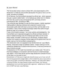 Economy of Venezuela / Exchange rate / Foreign exchange market / International trade / Bond / CADIVI / Government debt / Petróleos de Venezuela / Economics / International economics / Macroeconomics